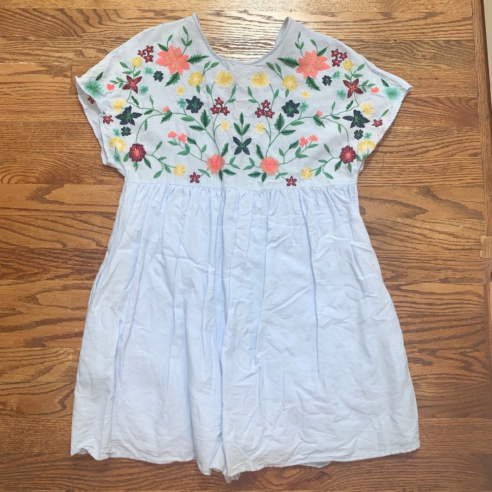 Zara Trafaluc Embroidered Romper Dress